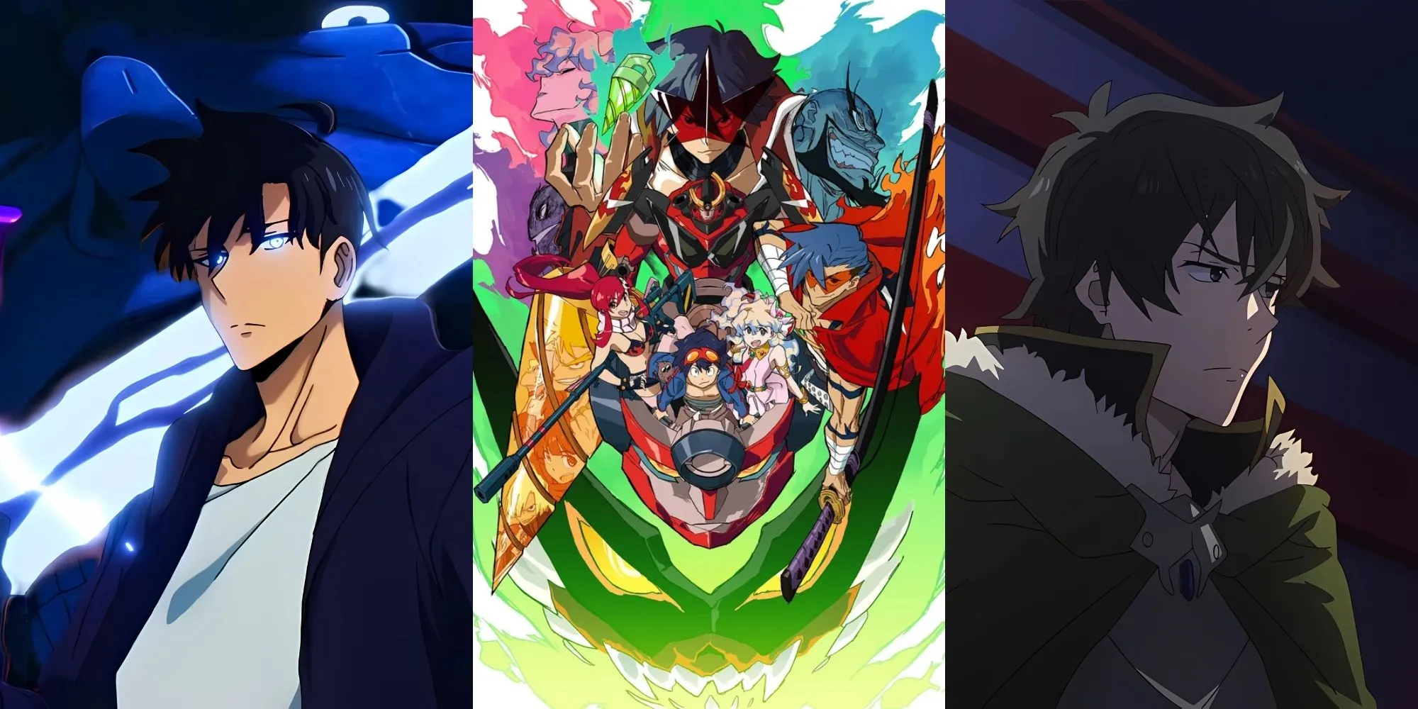 Ảnh minh họa các nhân vật anime mạnh mẽ, bao gồm Gurren Lagann