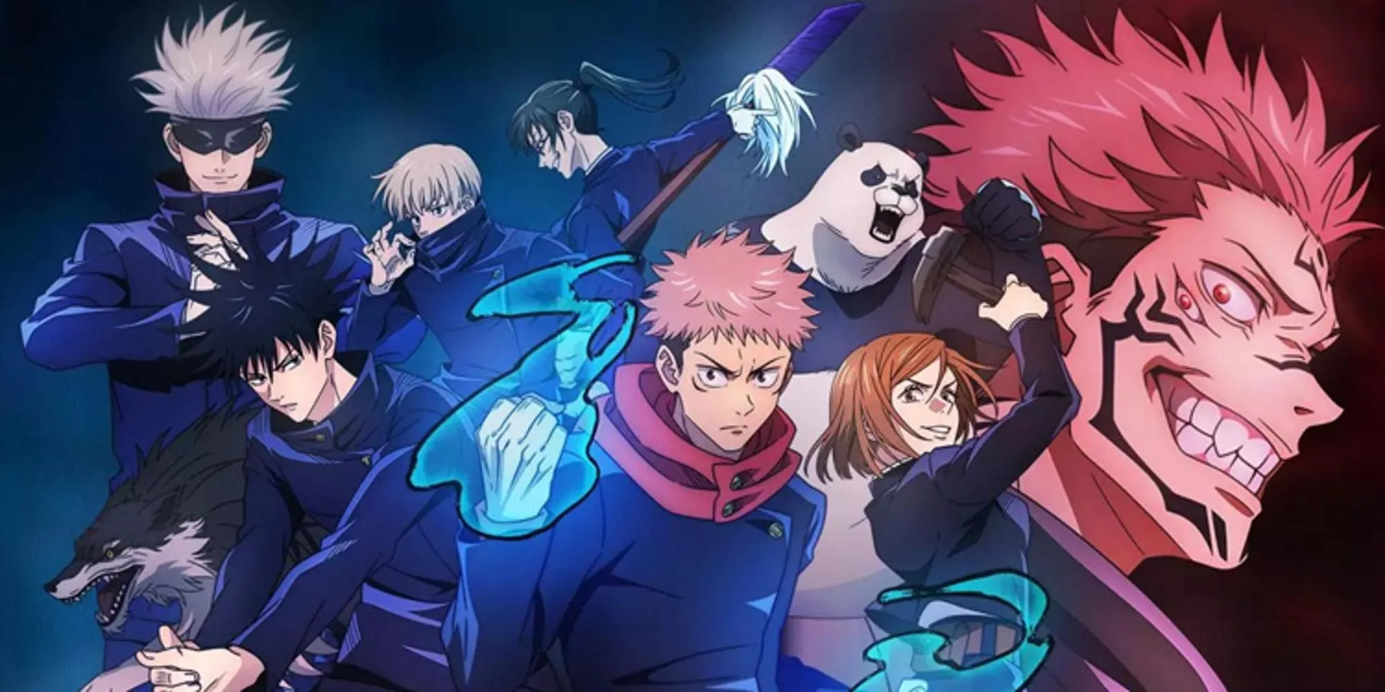 Áp phích anime Jujutsu Kaisen với các nhân vật chính