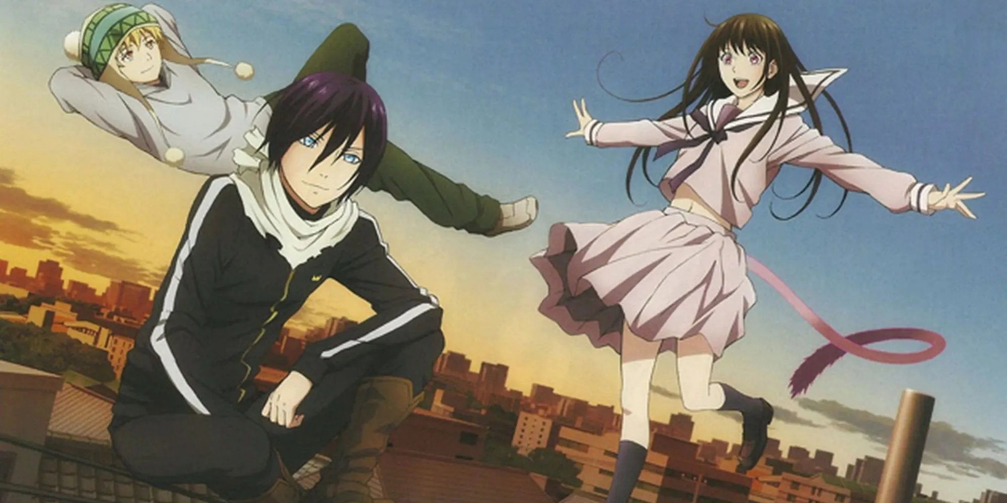 Ba nhân vật chính Yato, Hiyori và Yukine trong anime Noragami