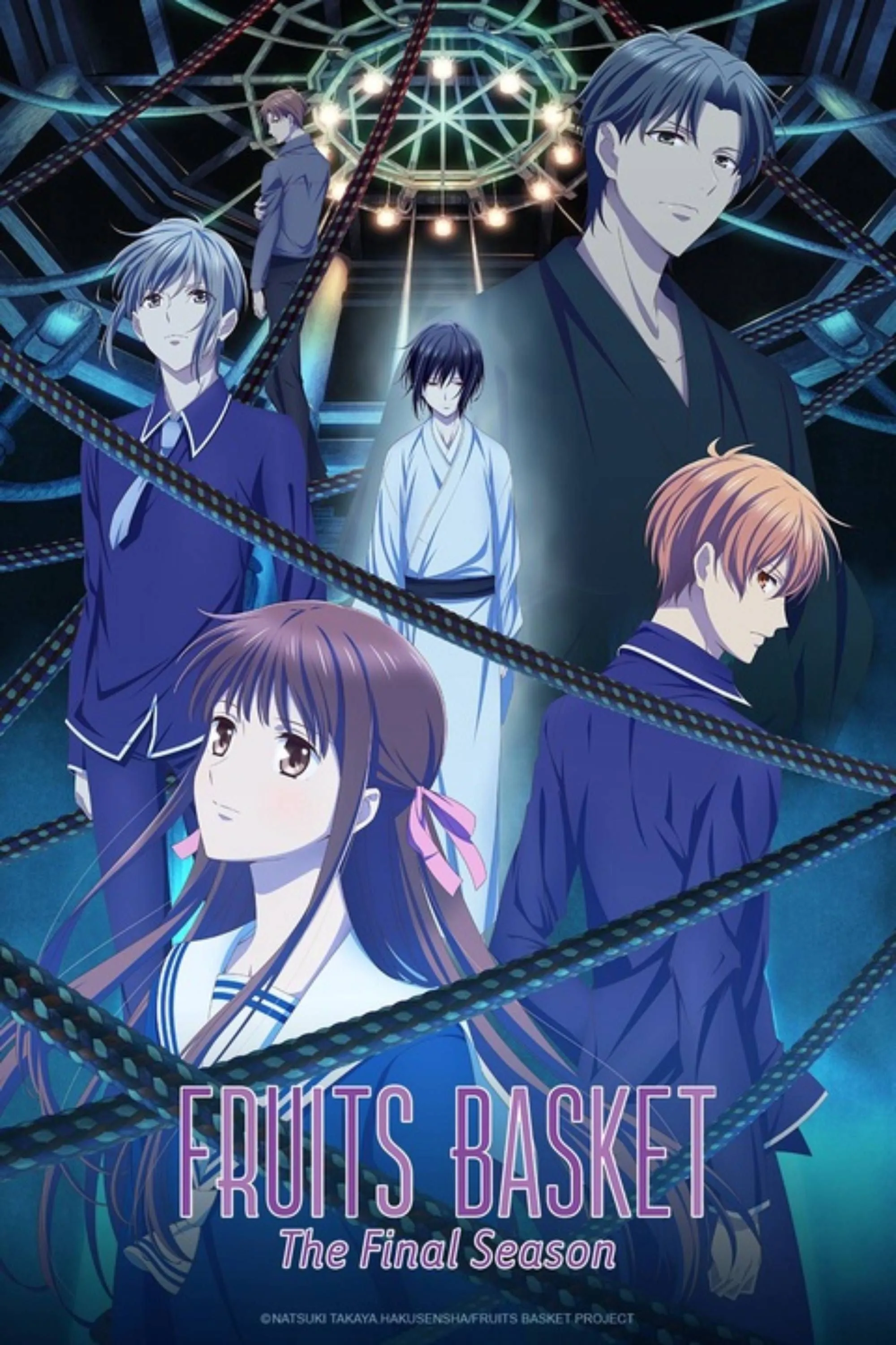 Các nhân vật chính trong anime Fruits Basket, bao gồm Tohru, Kyo và Yuki Sohma