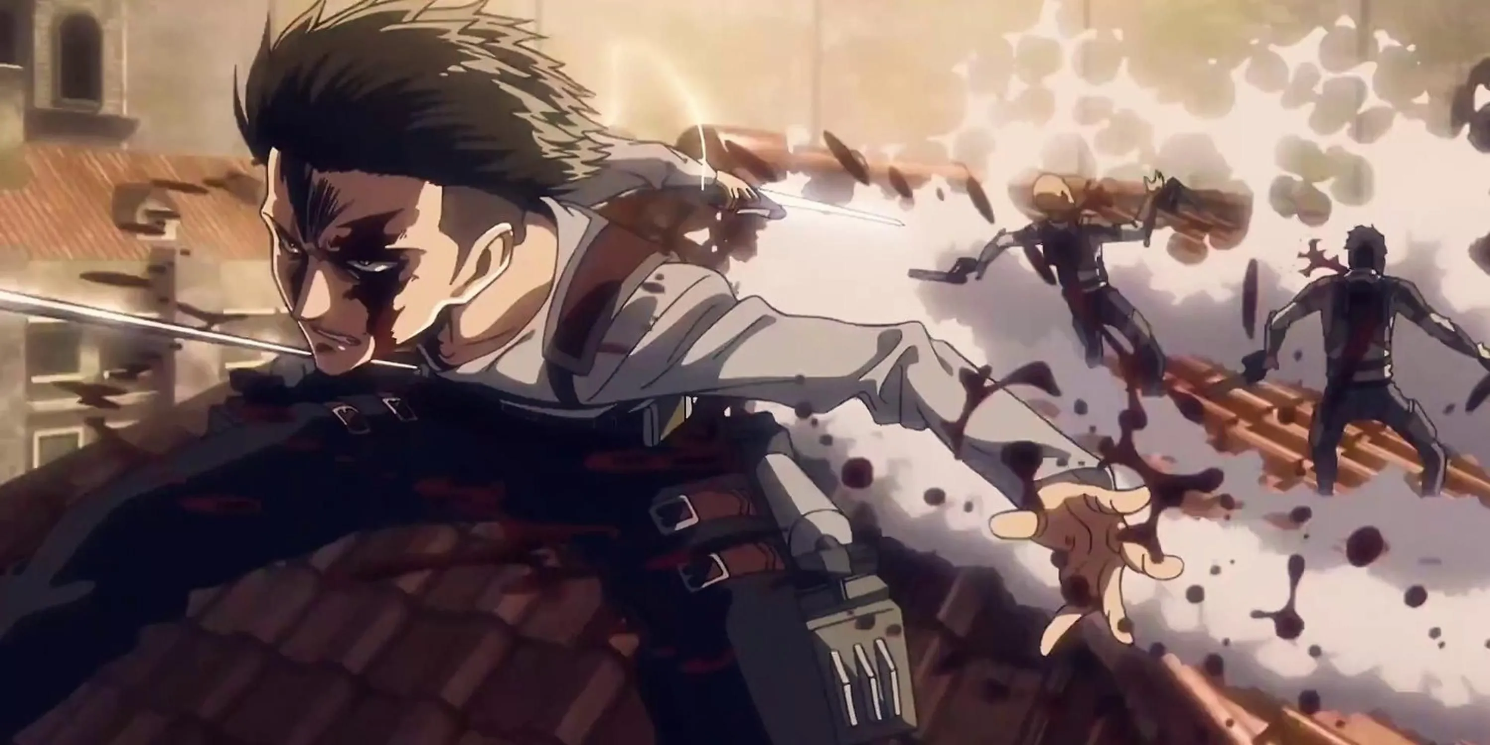 Captain Levi Ackerman khéo léo sử dụng thiết bị cơ động để chống lại đội quân của Kenny trong Attack on Titan