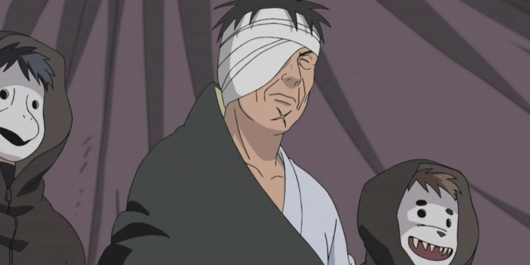 Danzo Shimura, người đứng đầu Root và ứng viên Hokage với cánh tay Sharingan trong Naruto.