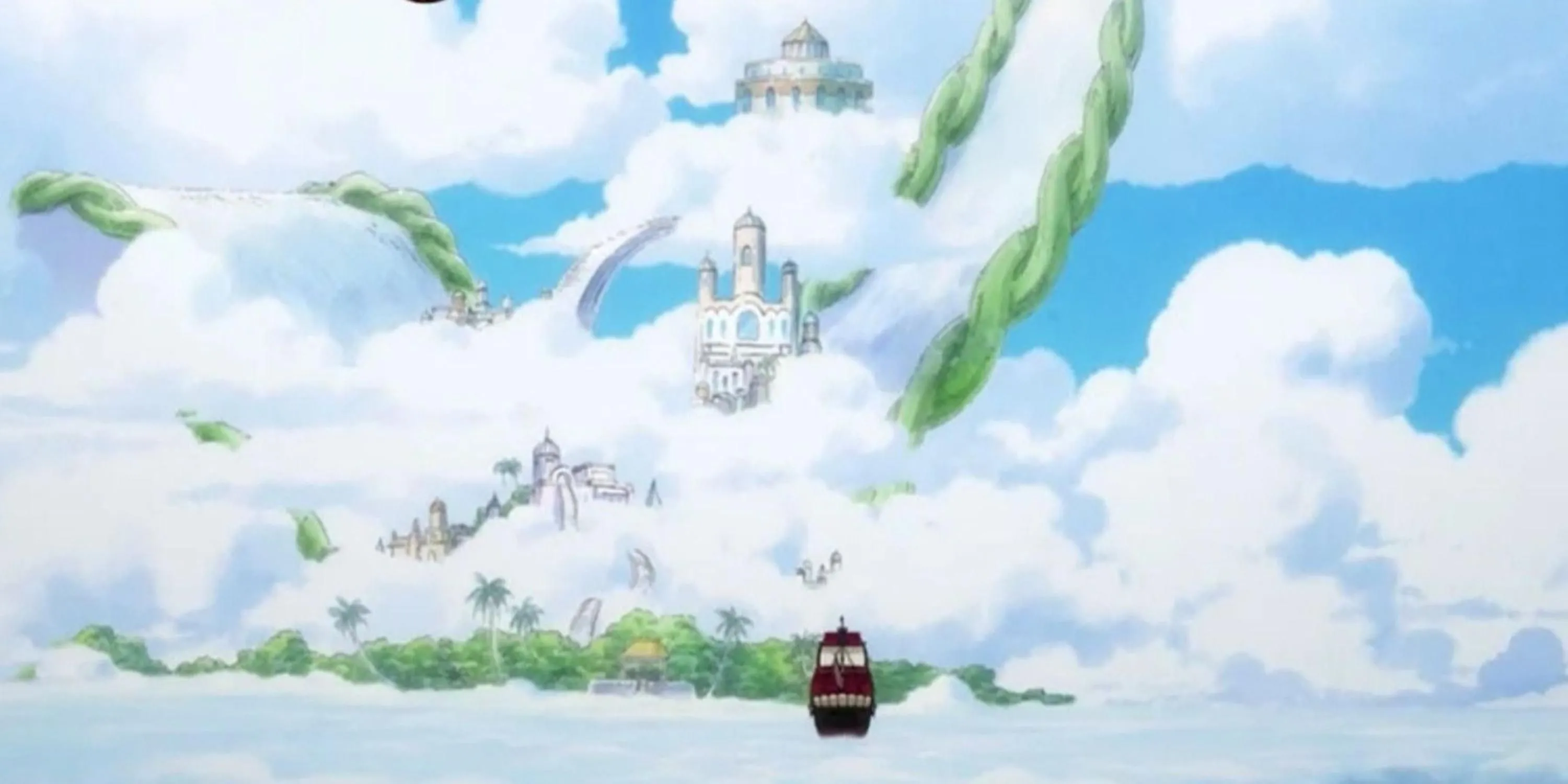 Đảo trên trời Skypiea lơ lửng giữa những đám mây trong One Piece