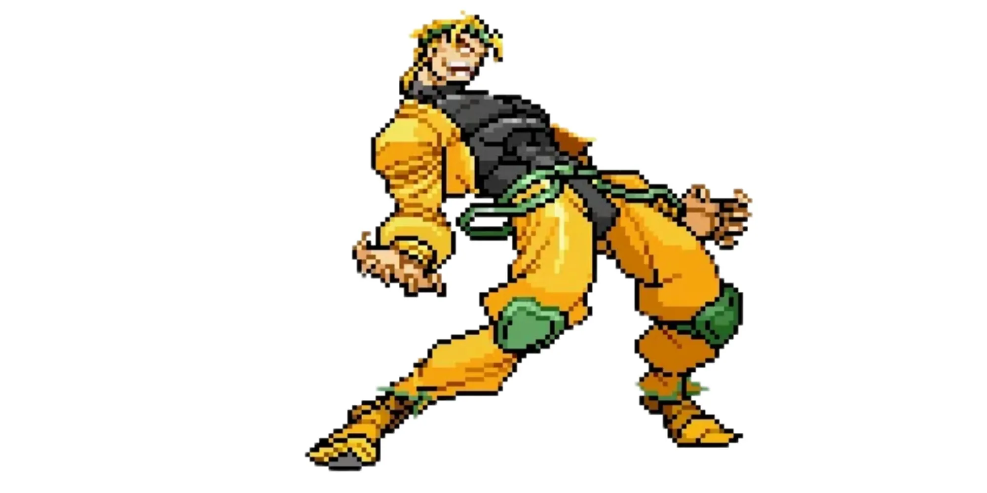 DIO trong tư thế uốn cong người biểu tượng khi hét &quot;Wryyy&quot; ở JoJo phần 1 và 3