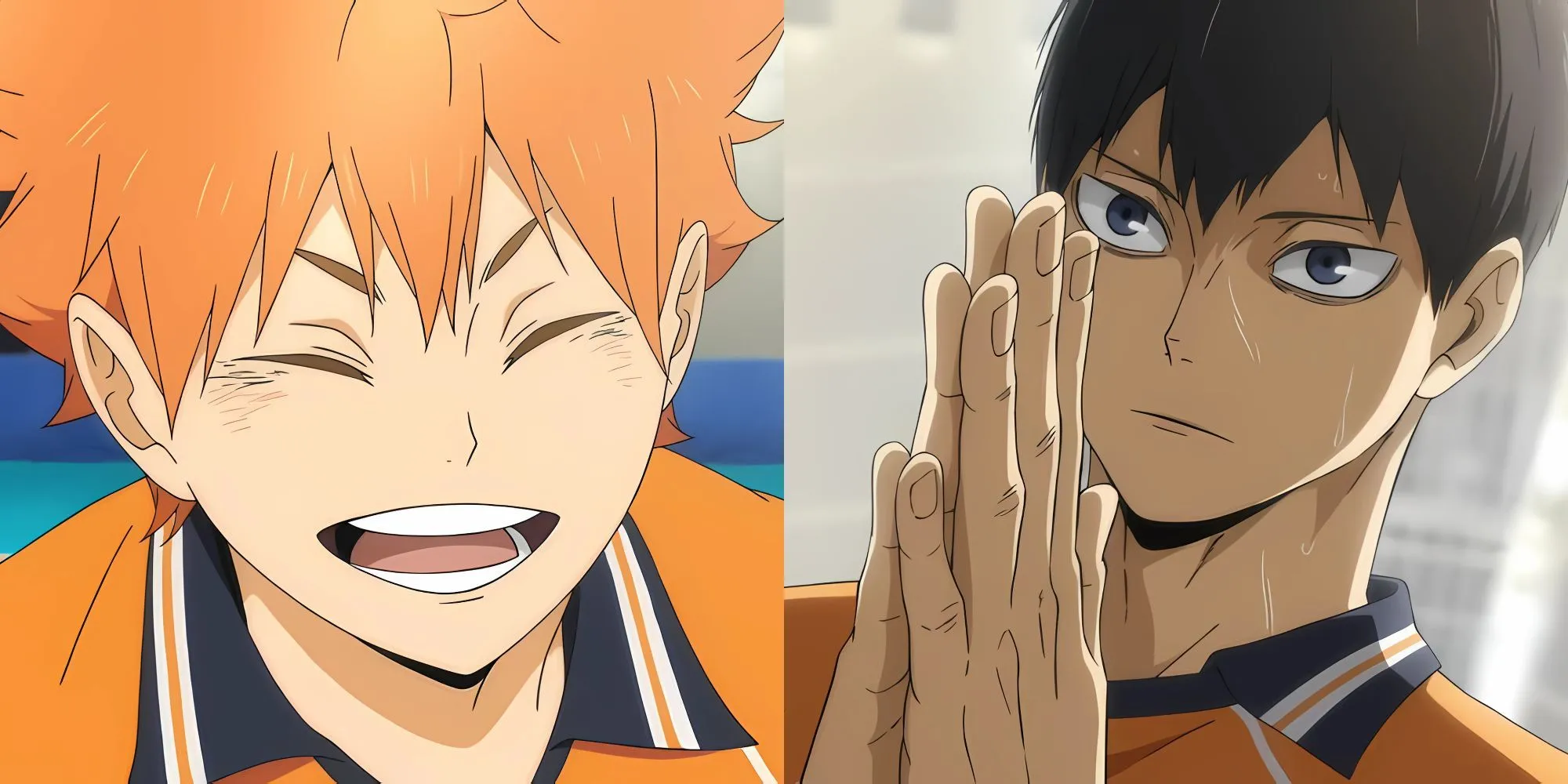 Đội bóng chuyền Karasuno ăn mừng điểm trong Haikyuu!!