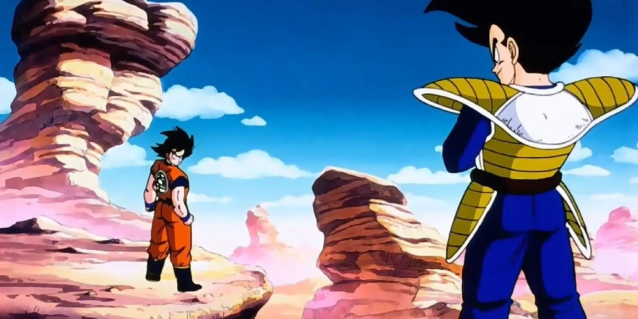 Goku chiến đấu với Vegeta trong lần đầu họ gặp mặt ở Dragon Ball Z