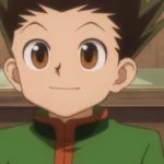 Gon Freecss mỉm cười nhẹ, lông mày hơi nhướng trong Hunter x Hunter