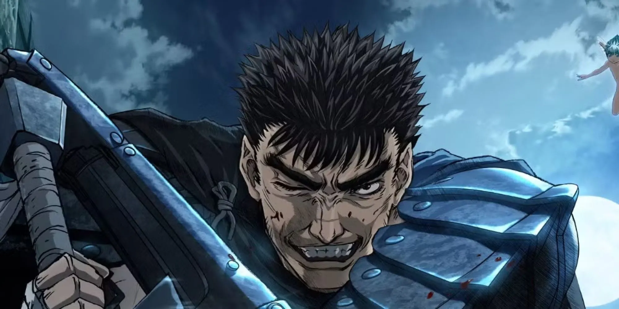 Guts trong Berserk cầm thanh kiếm Dragon Slayer khổng lồ