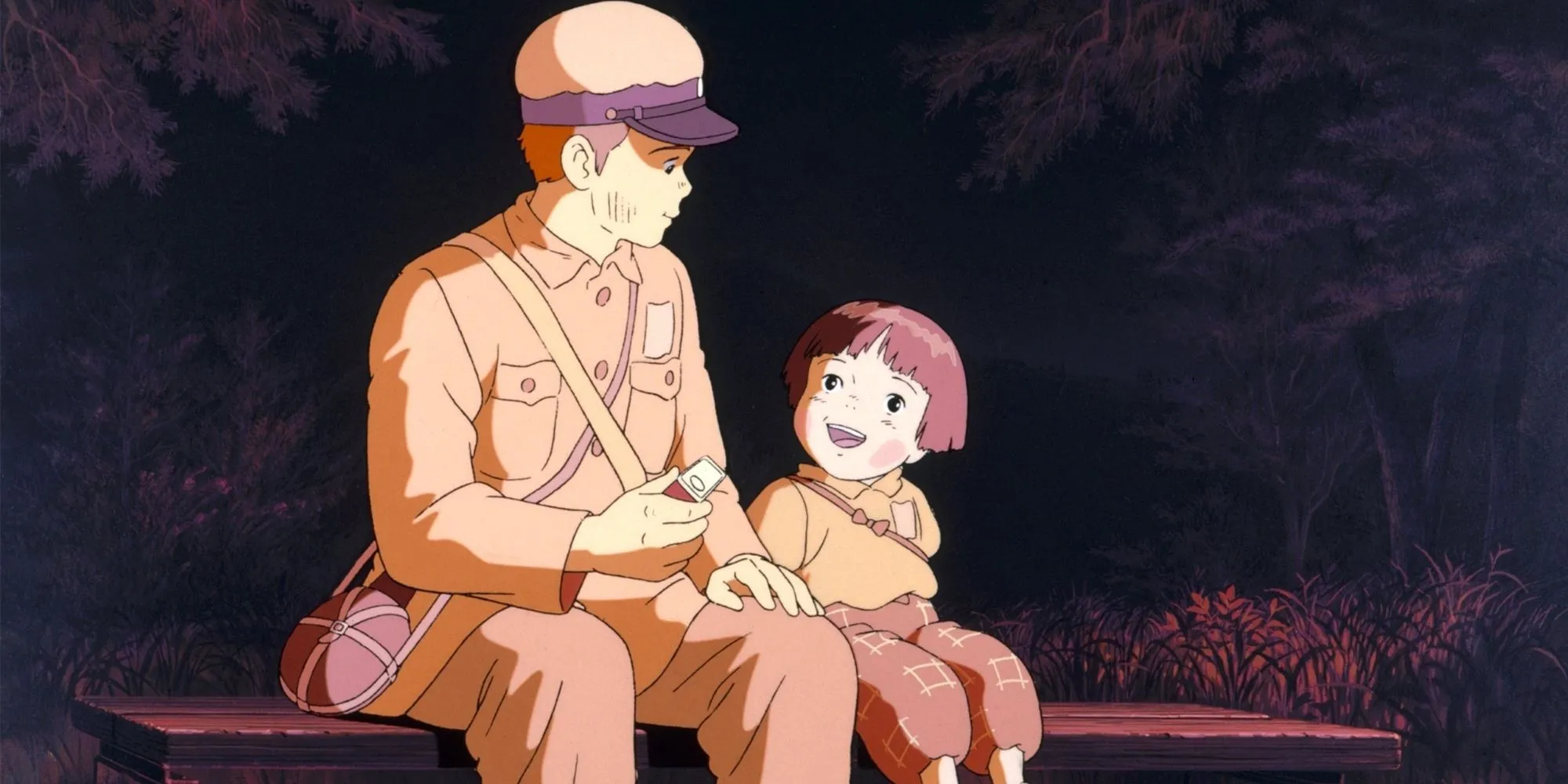 Hai anh em Seita và Setsuko từ Grave of the Fireflies ngồi cùng nhau