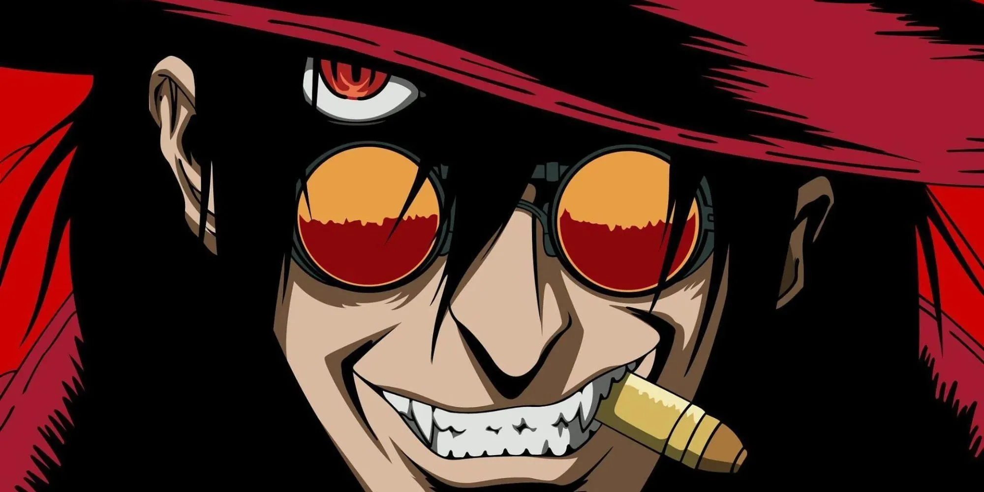 Hình ảnh Alucard trong Hellsing Ultimate với trang phục đỏ đặc trưng.