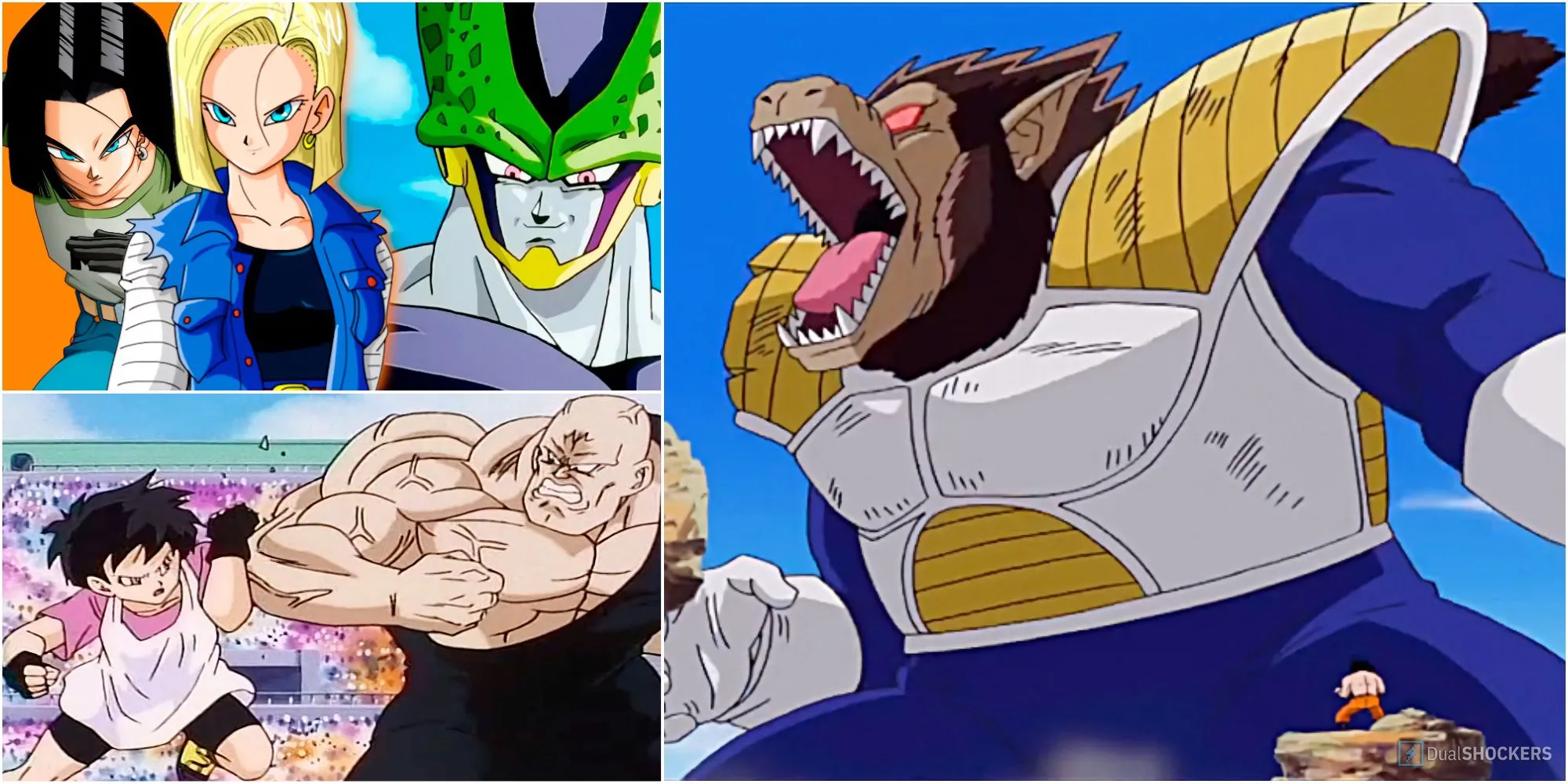 Hình ảnh giới thiệu Dragon Ball Z với nhiều nhân vật, bao gồm Vegeta dạng Khỉ Đột (Great Ape)