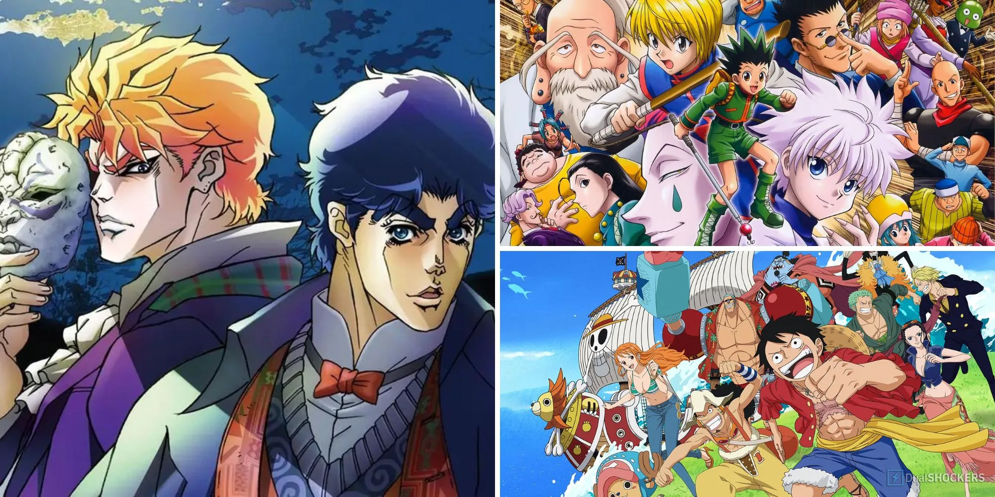 Hình ảnh minh họa các bộ anime phiêu lưu hay nhất, bao gồm Hunter x Hunter