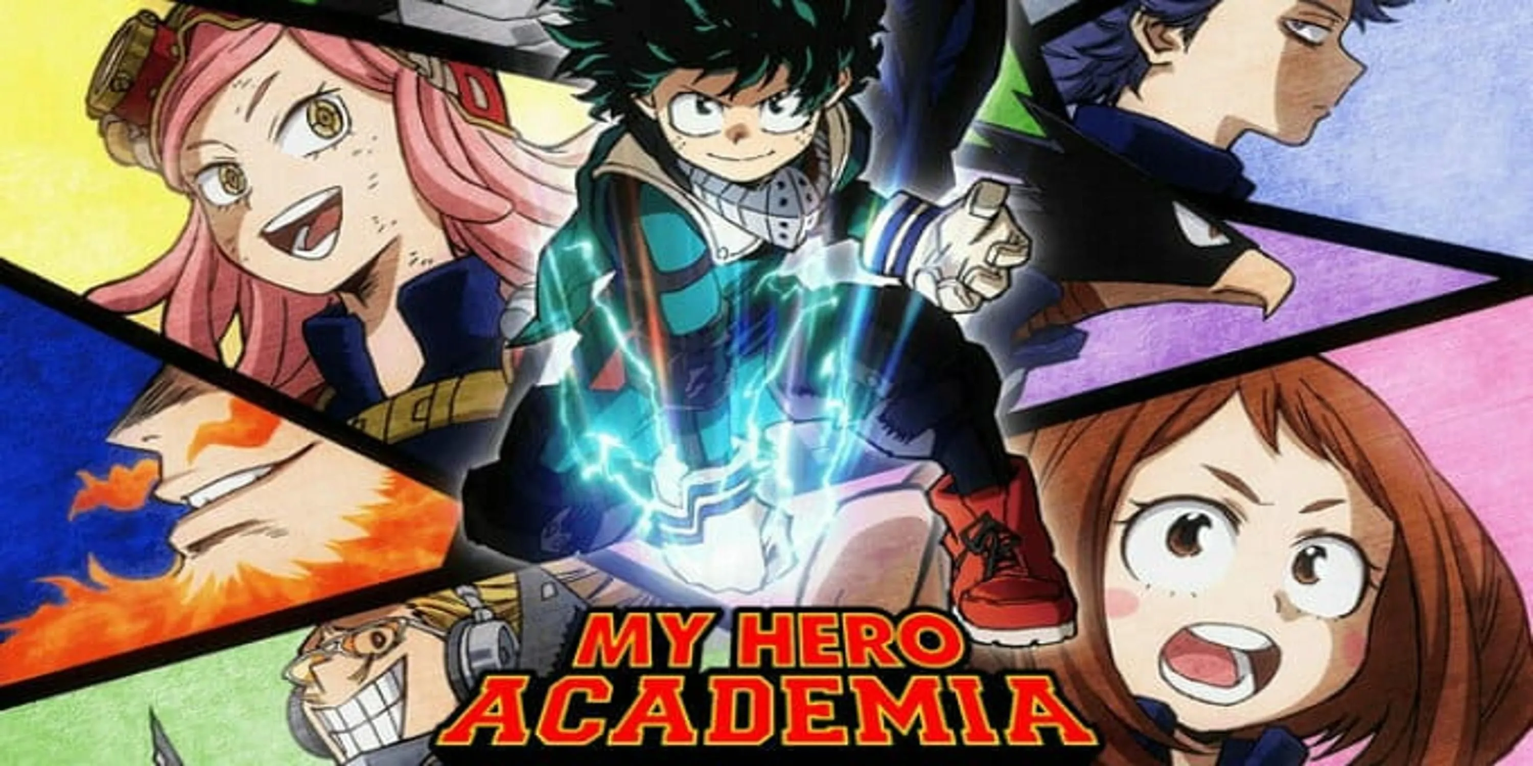 Hình ảnh quảng bá mùa 3 My Hero Academia, tập trung vào trận chiến giữa All Might và All For One.