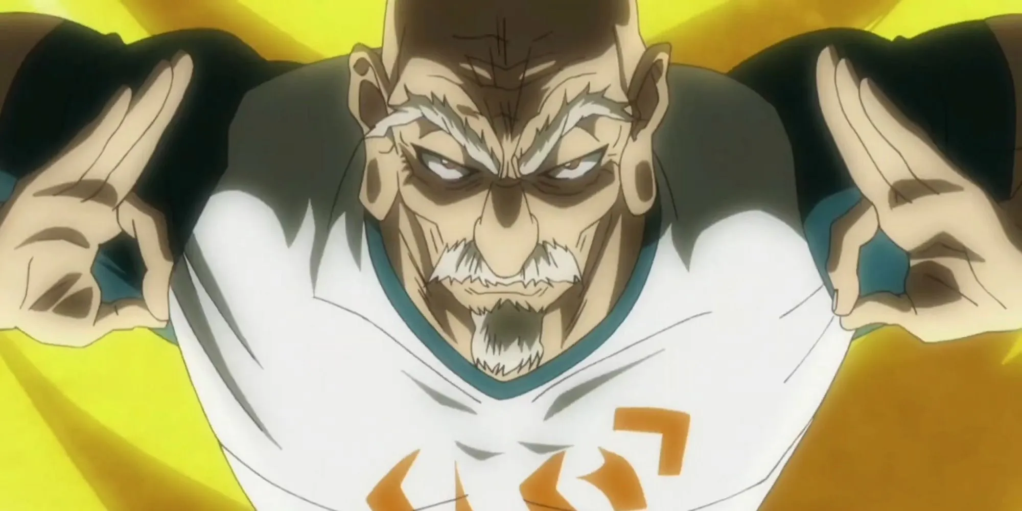 Isaac Netero chỉ tay trong Hunter x Hunter