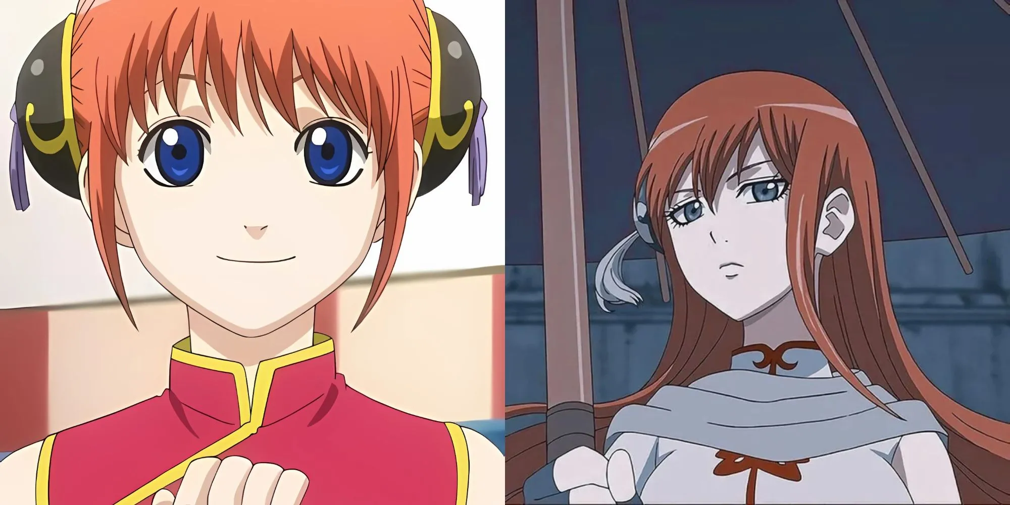 Kagura cầm ô và ăn rong biển trong Gintama