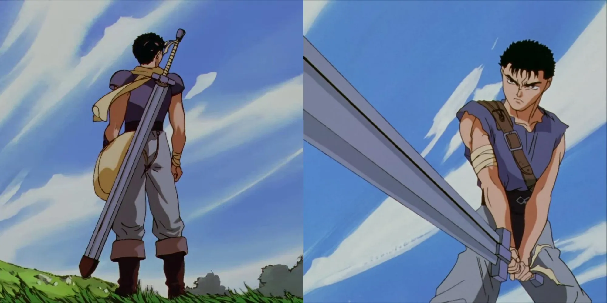 Kiếm sĩ Guts với thanh đại kiếm Dragonslayer trong anime Berserk (phiên bản 1997)
