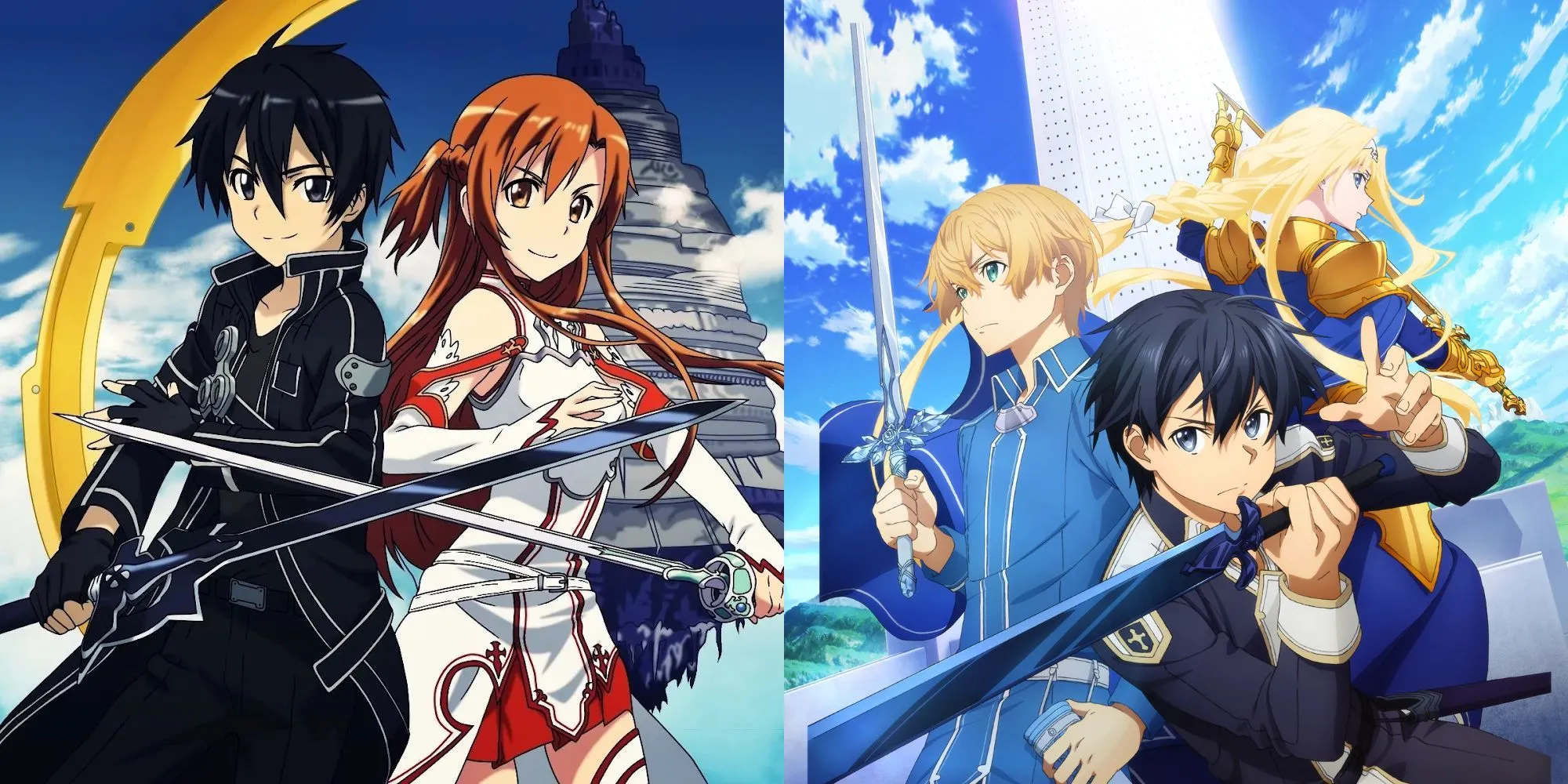 Kirito dùng Elucidator cùng Asuna trong anime Sword Art Online