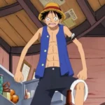 Luffy cười tươi trong một cảnh của One Piece, thể hiện tinh thần phiêu lưu