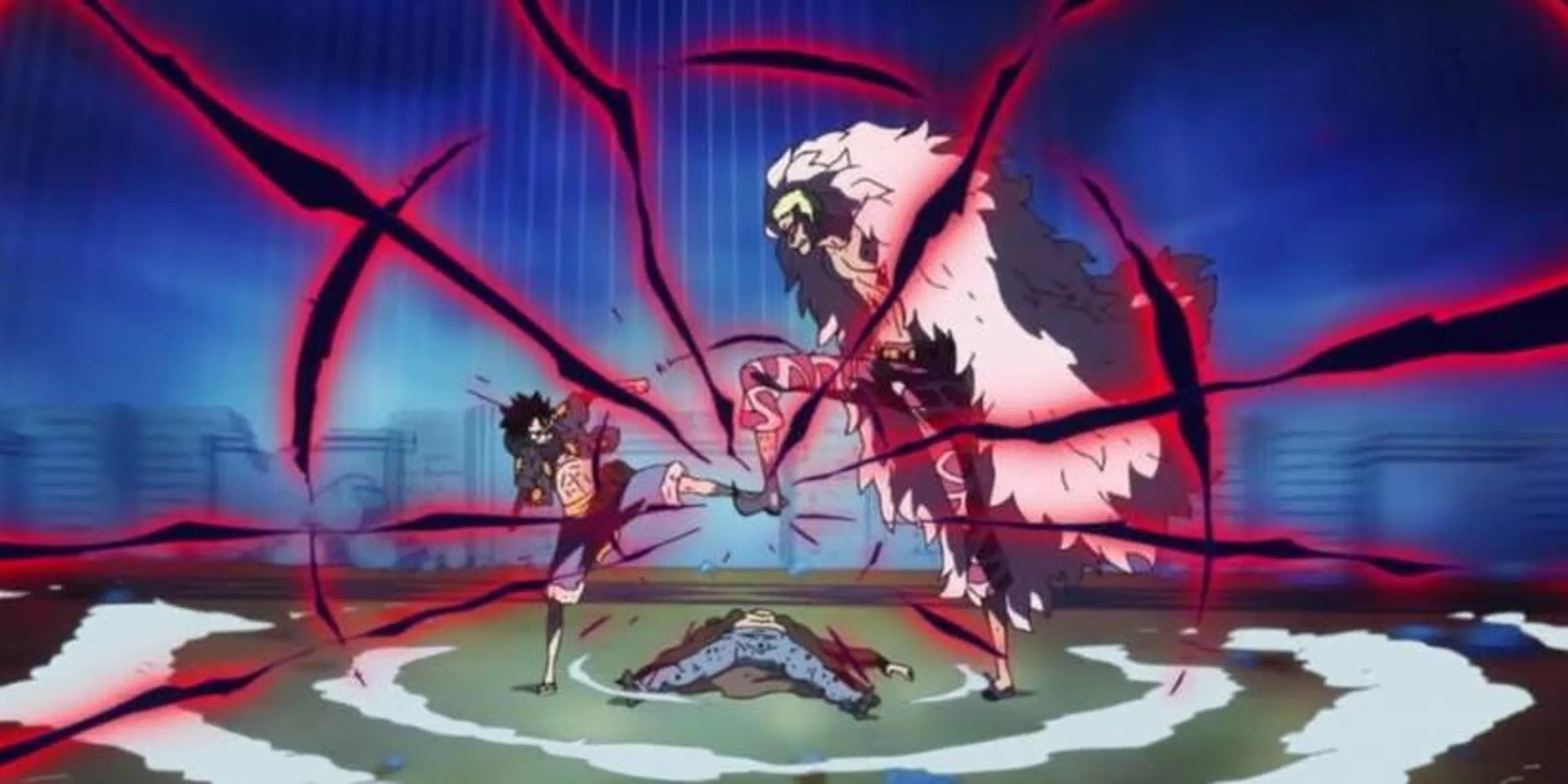 Luffy tung đòn King Kong Gun kết liễu Doflamingo tại Dressrosa