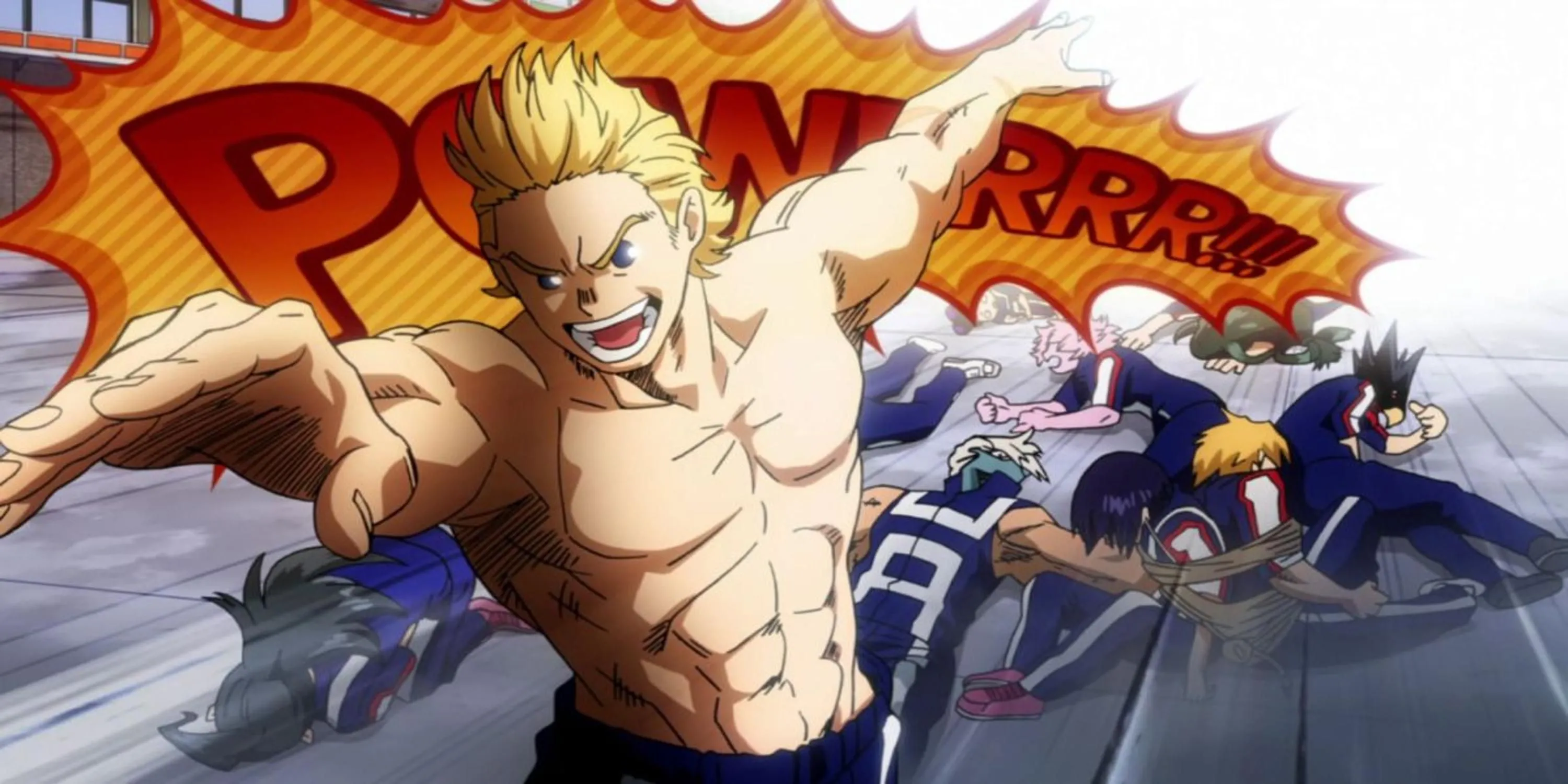 Mirio Togata (Lemillion) với Quirk Thấu Thị, một trong Bộ Ba Hàng Đầu của U.A. trong My Hero Academia