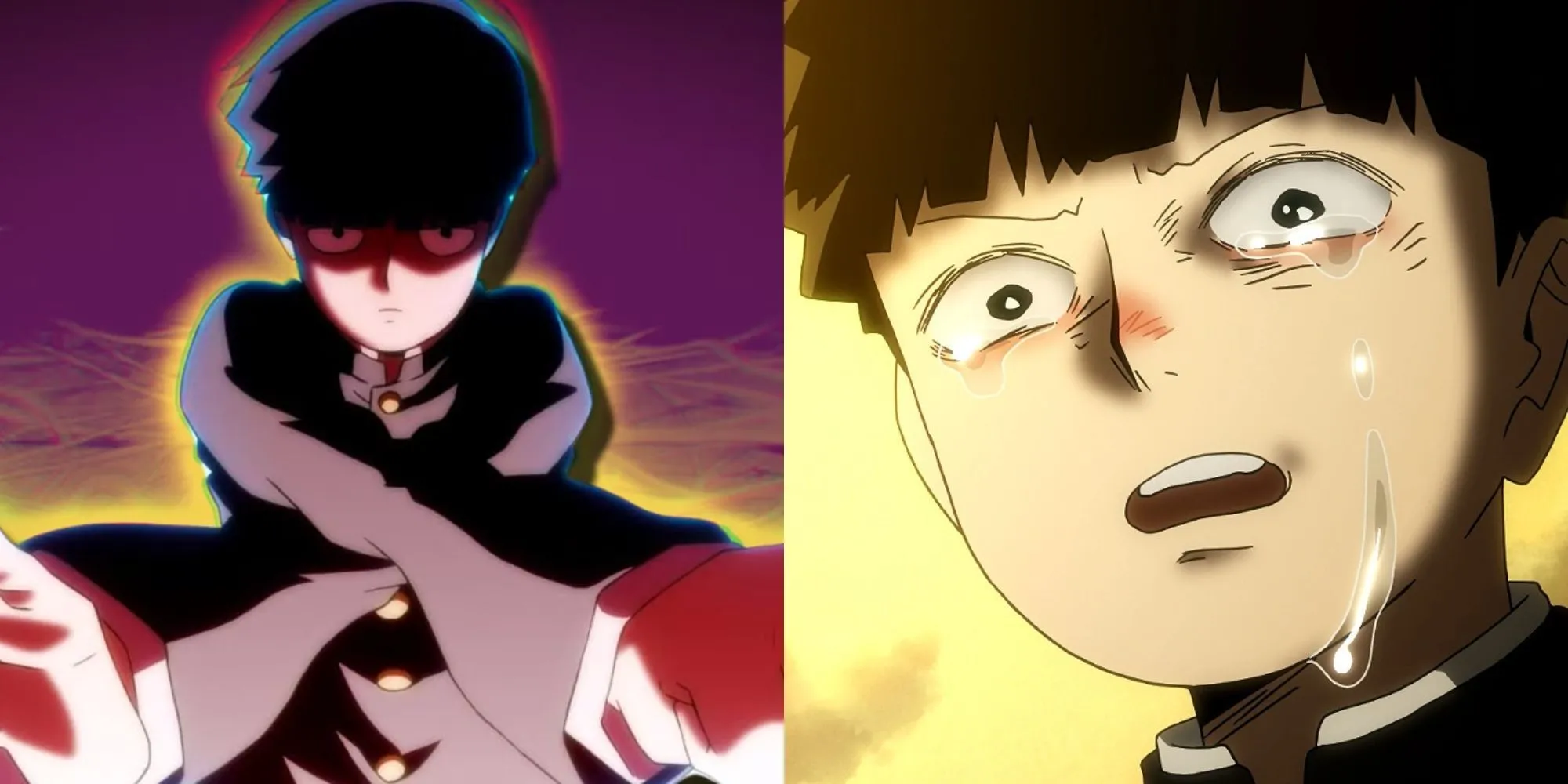 Mob và Reigen trong Mob Psycho 100 với biểu cảm hài hước đặc trưng