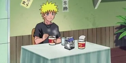 Naruto ngồi ăn mì ramen một mình, cảnh tượng cô đơn