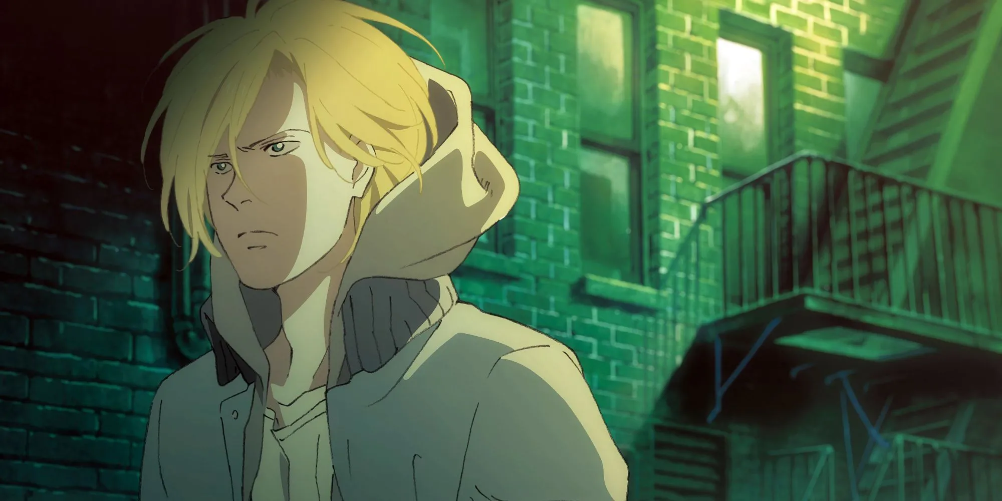 Nhân vật Ash Lynx trong cảnh đêm của anime Banana Fish