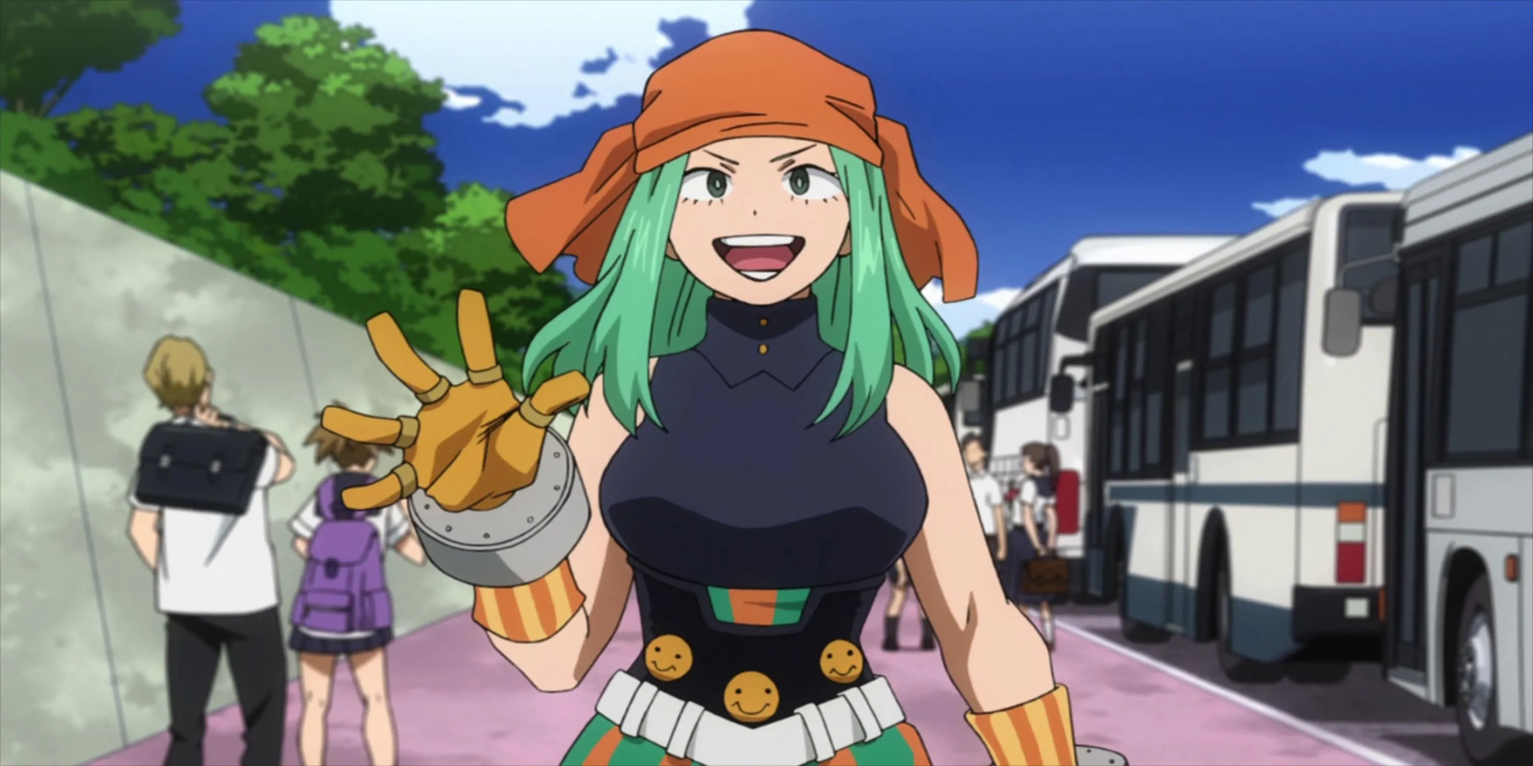 Nữ anh hùng Ms. Joke (Emi Fukukado) với Quirk Outburst (Bùng Nổ Cười) trong My Hero Academia