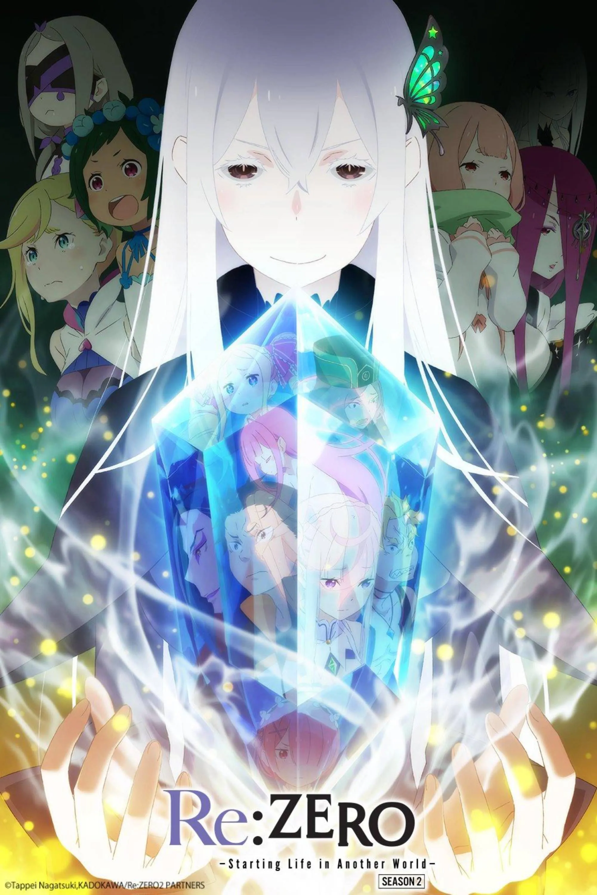 Poster anime Re:Zero - Starting Life in Another World với Subaru cùng các nhân vật nữ chính
