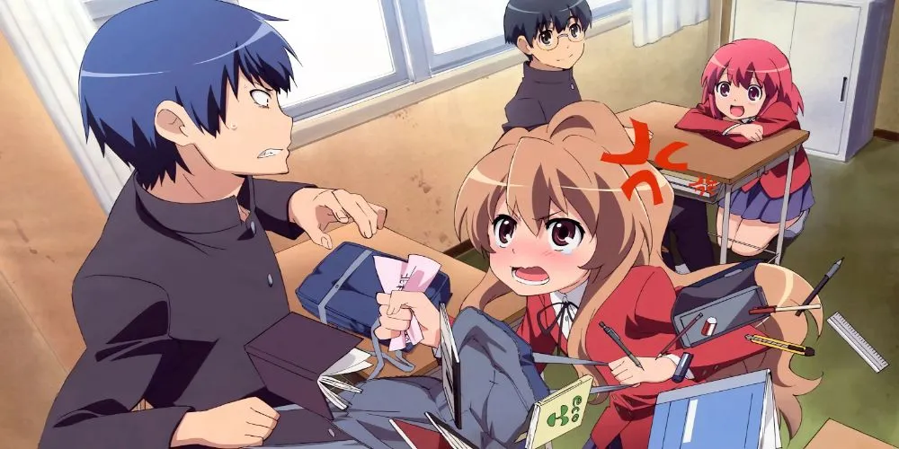 Ryuji Takasu và Taiga Aisaka trong anime drama lãng mạn Toradora