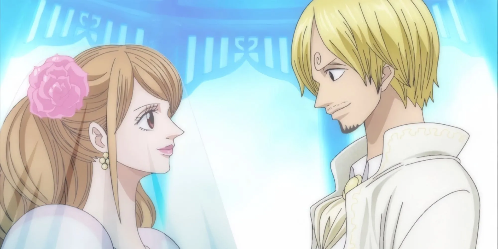 Sanji và Pudding trong khoảnh khắc chia ly đầy cảm xúc ở Đảo Bánh One Piece.