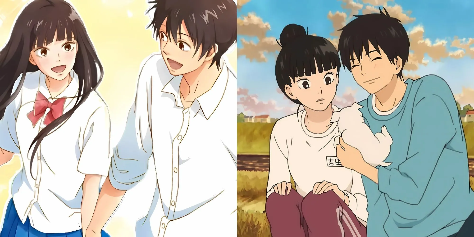 Shota Kazehaya mỉm cười rạng rỡ với Sawako Kuronuma, thể hiện vai trò của anh trong việc giúp cô vượt qua sự hiểu lầm và kết bạn trong Kimi ni Todoke.