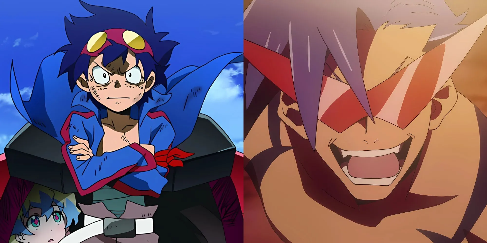 Simon và Kamina cùng Robot khổng lồ Gurren Lagann sẵn sàng chiến đấu