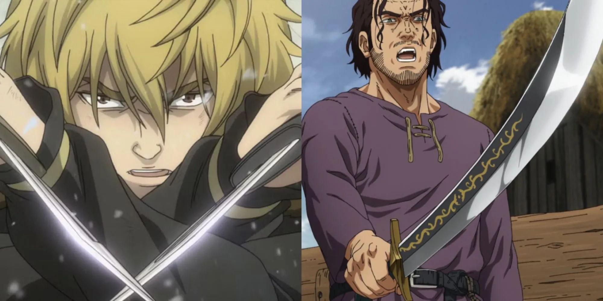 Thorfinn sử dụng cặp dao găm tốc độ cao trong anime Vinland Saga