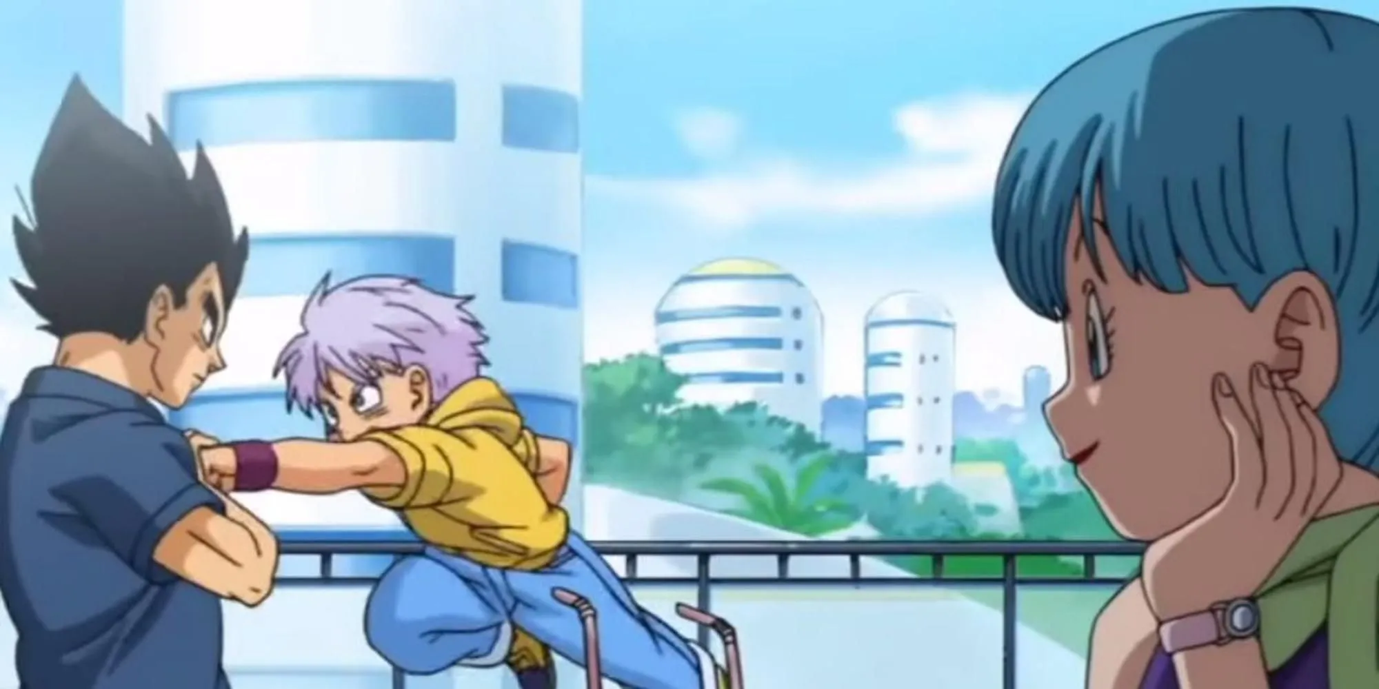 Trunks luyện tập đối kháng với cha mình, Vegeta