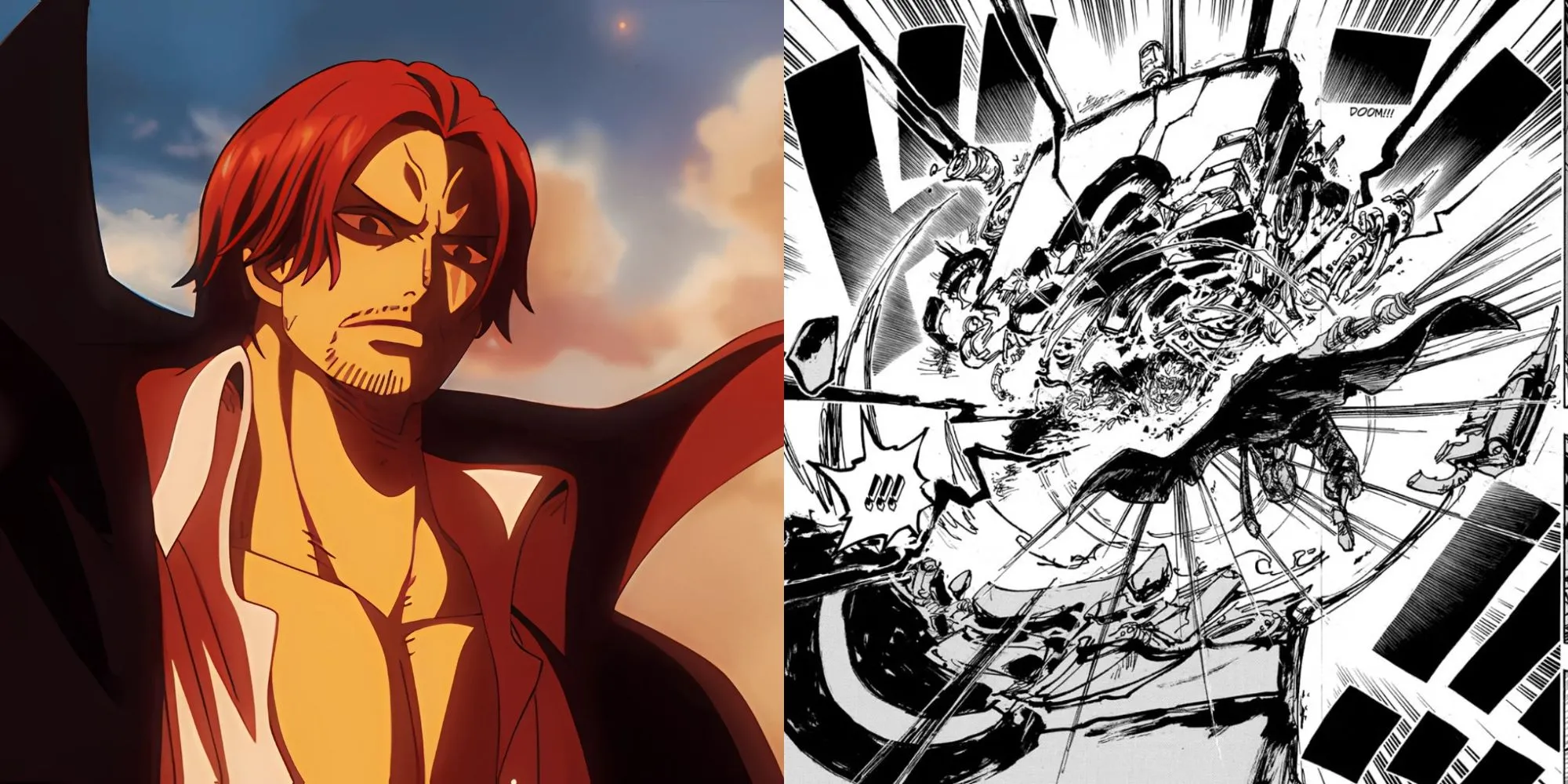 Tứ Hoàng Shanks tung chiêu Kamusari bằng Haki Bá Vương