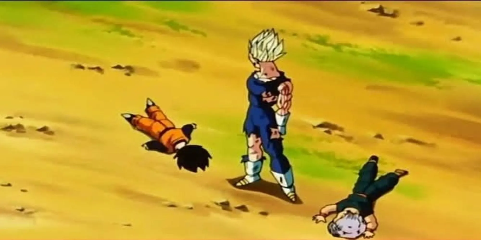 Vegeta đánh ngất Trunks và Goten trong Buu Saga