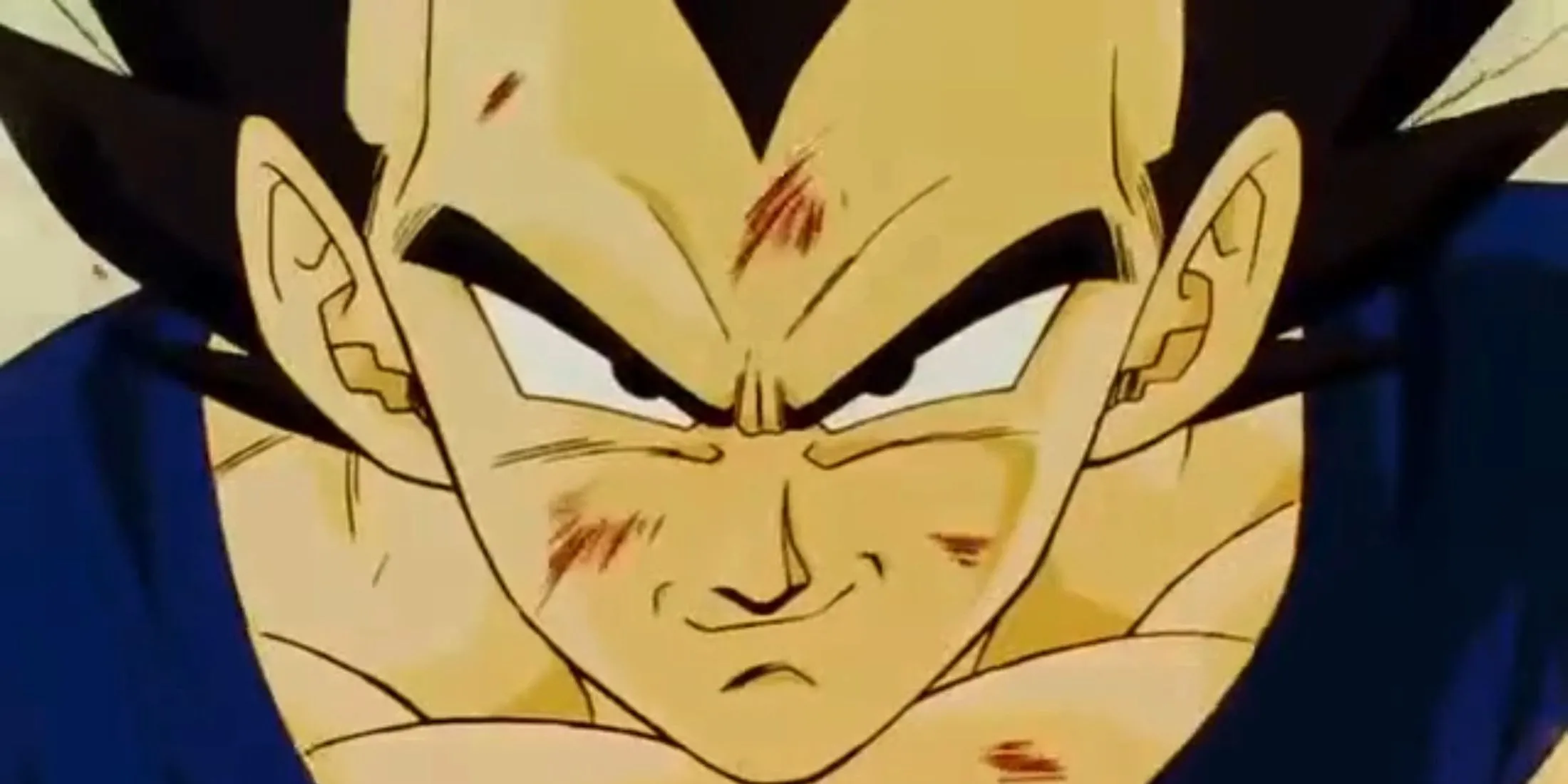 Vegeta mỉm cười thừa nhận Son Goku là số một trong trận chiến cuối cùng với Kid Buu trong Dragon Ball Z