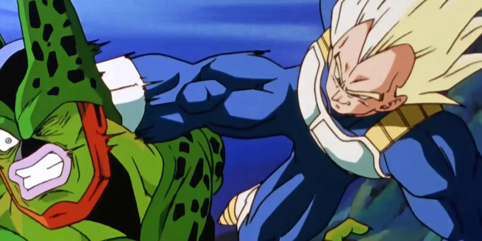 Vegeta tấn công Cell với cơn thịnh nộ sau khi Future Trunks bị thương