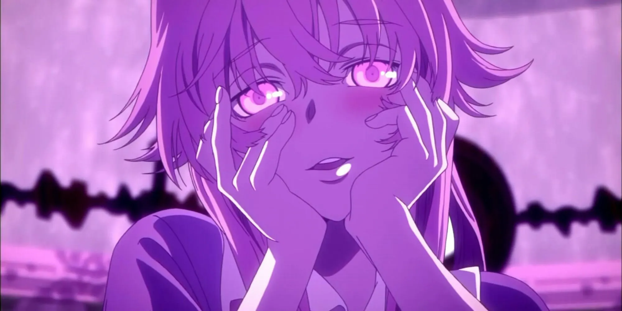 Yuno Gasai trong Future Diary đang ôm mặt