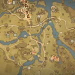 Bản đồ làng Bywater trong Tales Of The Shire hiển thị các địa điểm câu cá.