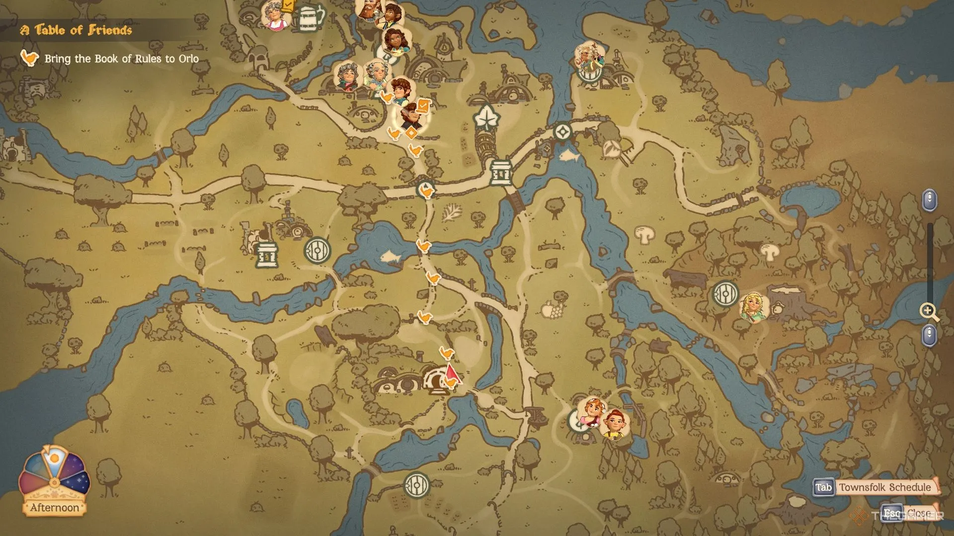 Bản đồ làng Bywater trong Tales Of The Shire hiển thị các địa điểm câu cá.