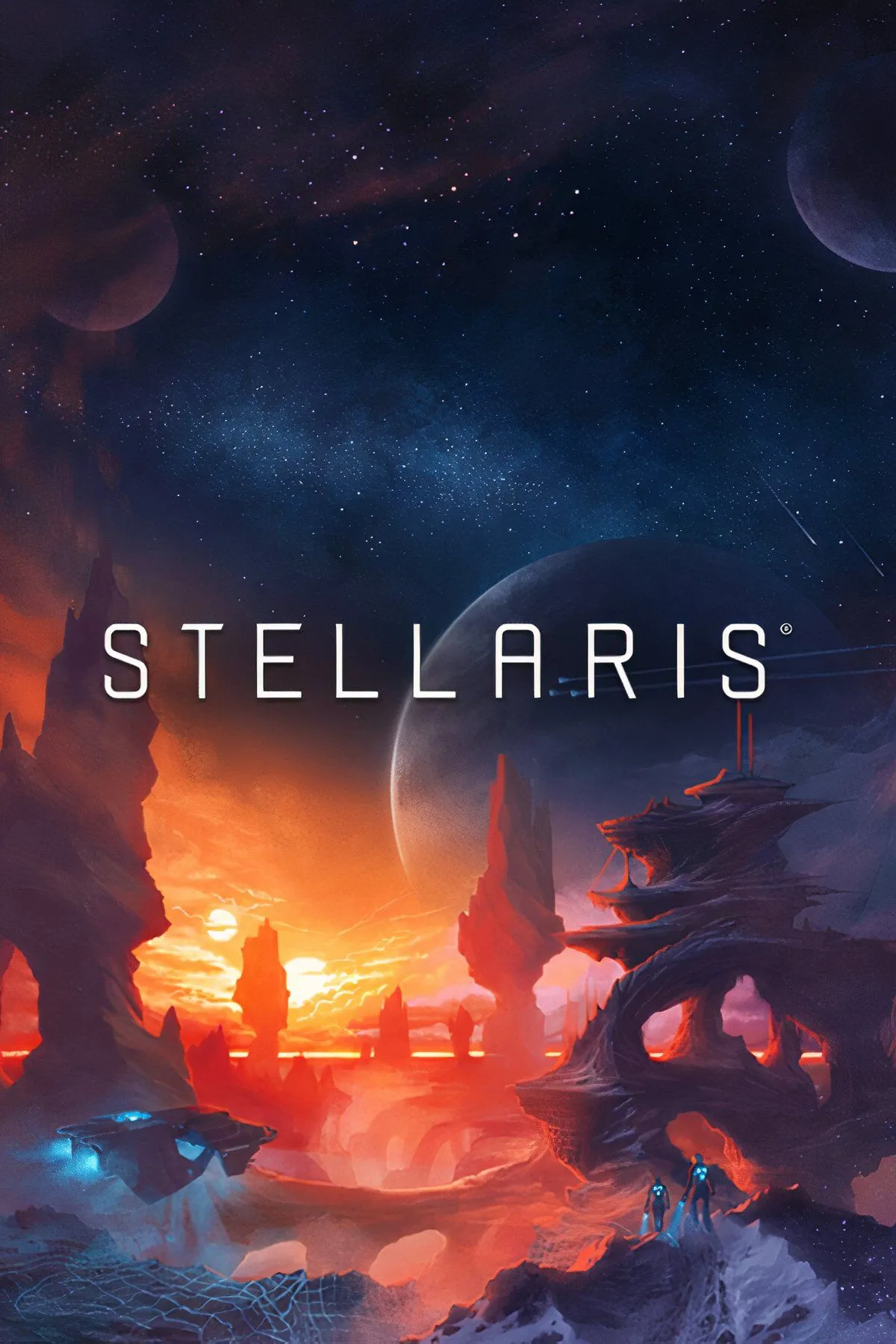 Bản đồ thiên hà rộng lớn với các hành tinh và đế chế không gian trong game Stellaris.