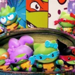 Bộ sưu tập đồ chơi McDonald's Happy Meal kết hợp Hello Kitty và Ninja Rùa với các nhân vật như Hello Kitty Leonardo, My Melody Donatello, Cinnamoroll Michelangelo và Kuromi Raphael.