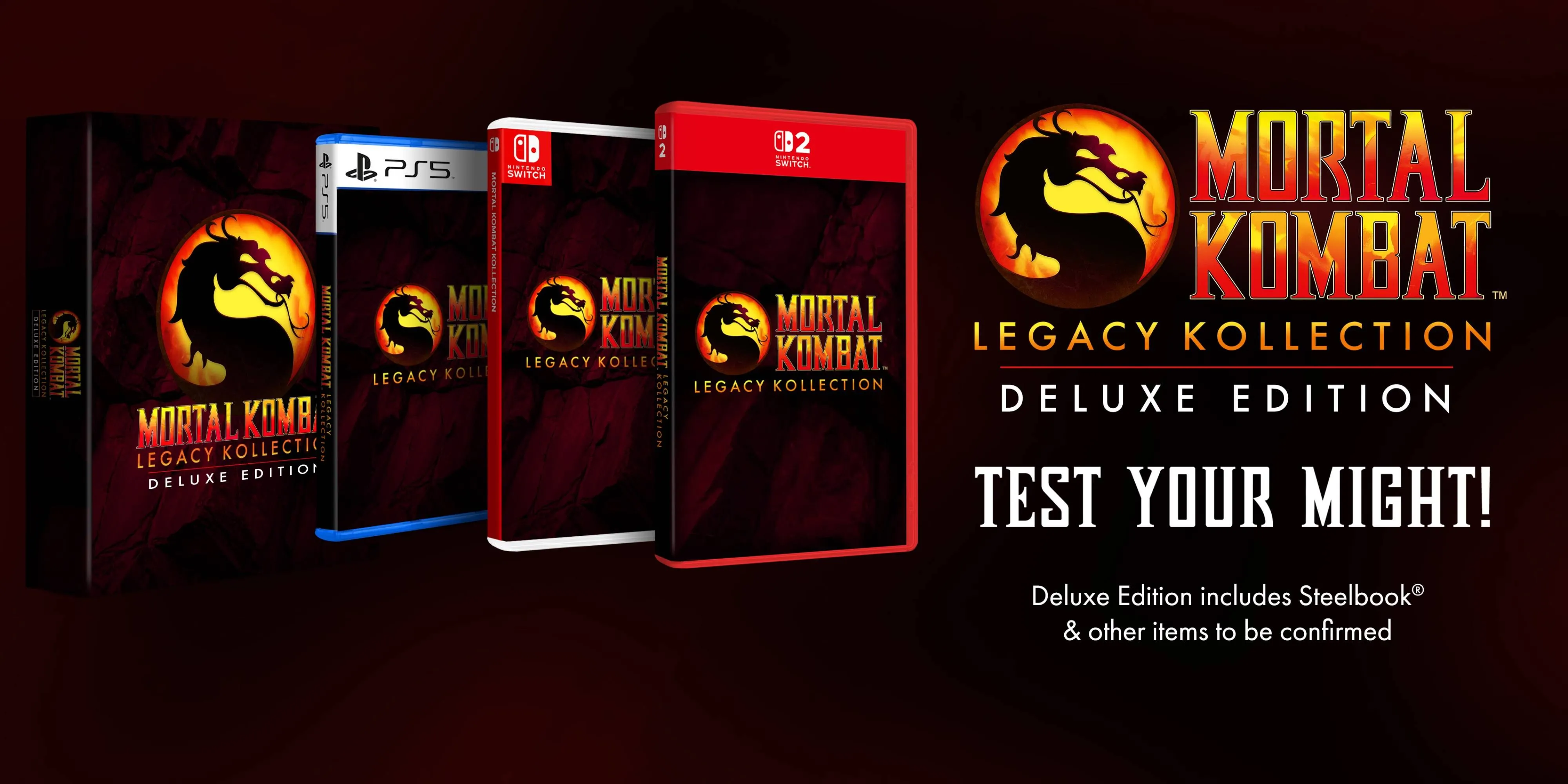 Các phiên bản vật lý Standard và Deluxe của bộ sưu tập Mortal Kombat: Legacy Kollection.