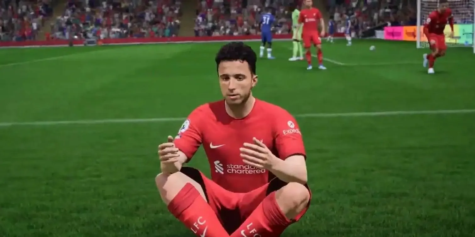 Cầu thủ Diogo Jota ăn mừng bàn thắng theo phong cách đặc trưng của anh trong FIFA 23