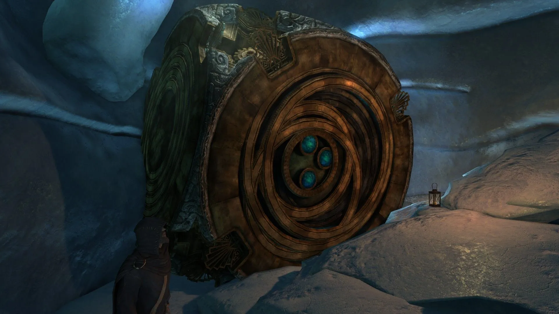 Cỗ máy Dwemer phức tạp tại Outpost của Septimus Signus, khởi đầu nhiệm vụ Discerning The Transmundane ở Skyrim.