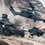 Đội hình binh lính và xe tăng sẵn sàng xung trận trong một bản đồ lớn của Battlefield 6.