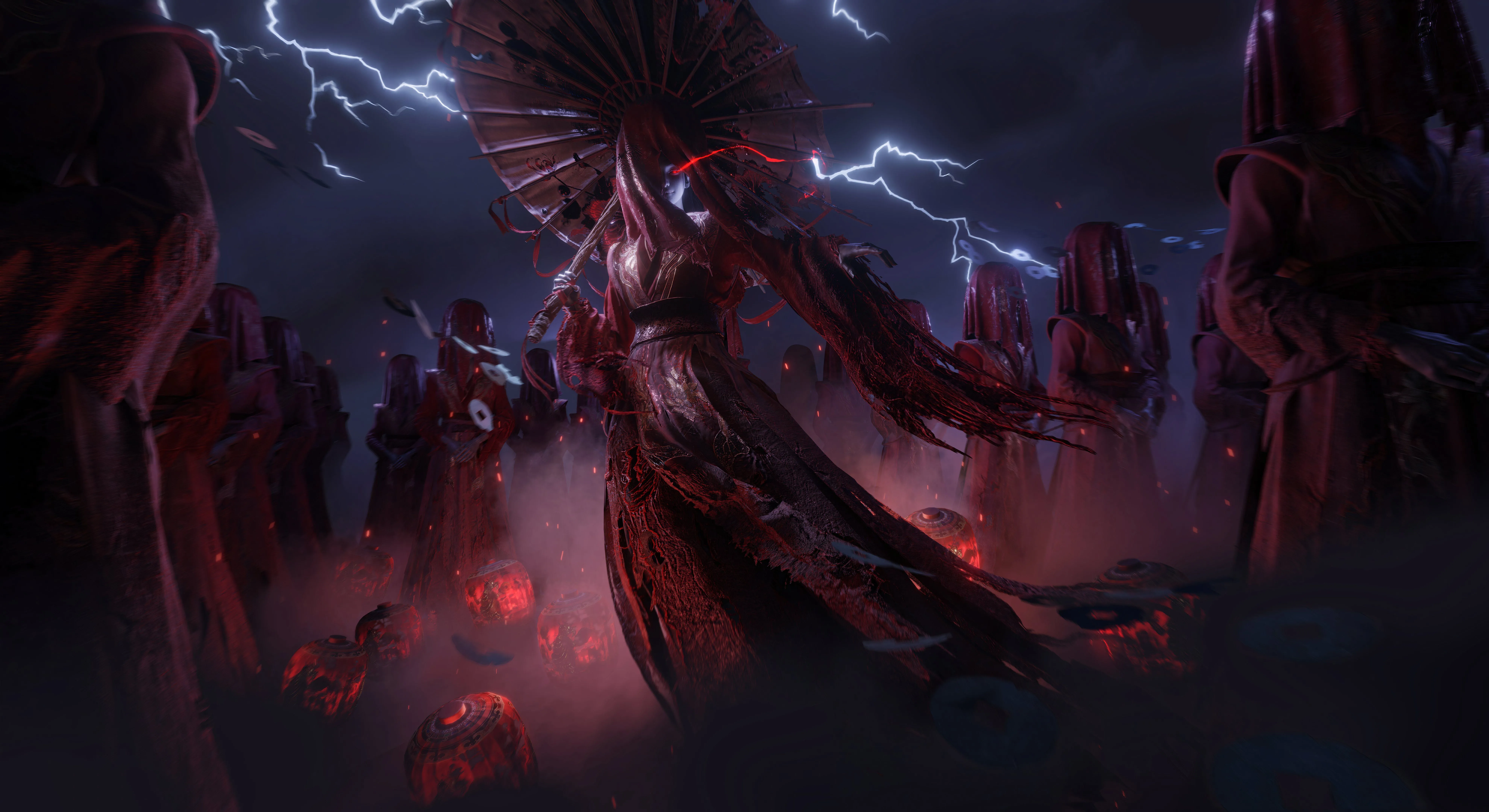 Hình ảnh boss Ghost Noble với thiết kế kỳ dị và ấn tượng trong một trận chiến hoành tráng trong Where Winds Meet.