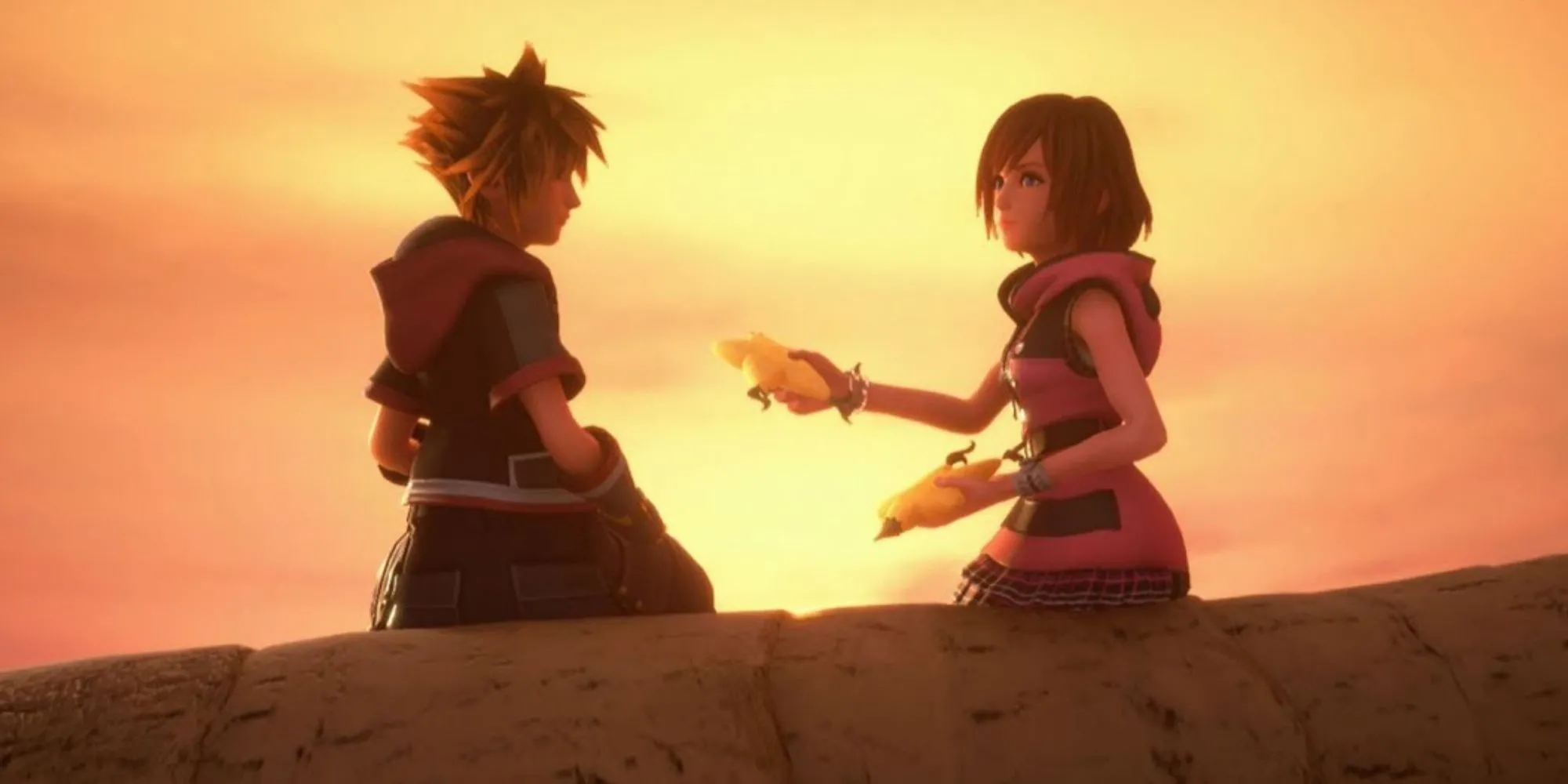 Kairi trao trái Paopu định mệnh cho Sora trong Kingdom Hearts 3